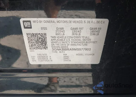 2021 Chevrolet Blazer Fwd 1Lt from USA, damaged, VIN 3GNKBBRA9MS577903